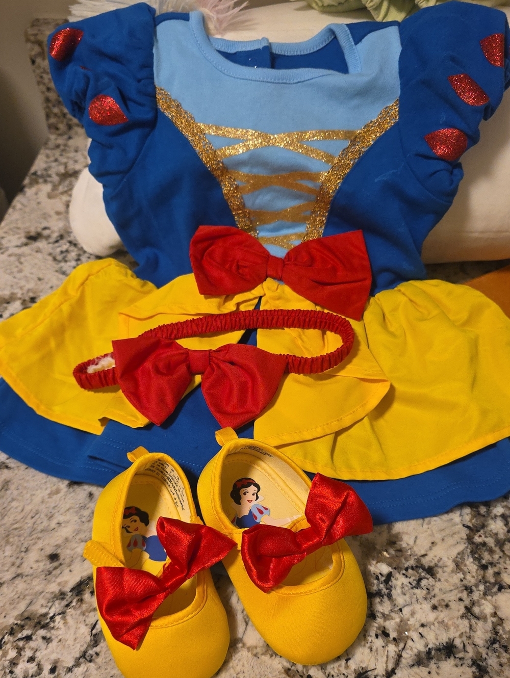 Disney Baby Snow White Princess Dress with Matching Shoes and Headband 12-18 Mo